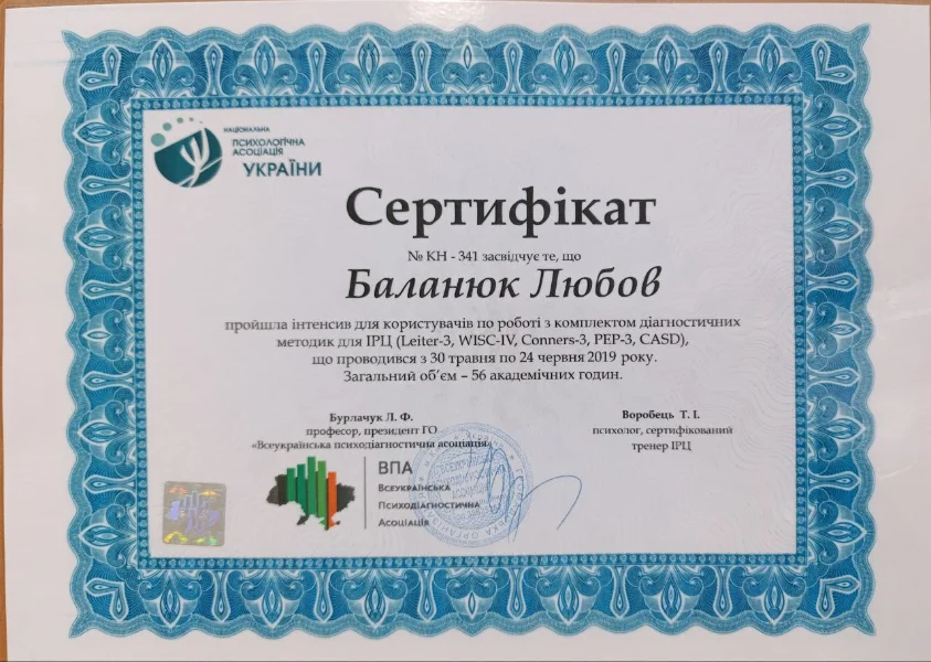 Любов Баланюк діагностика