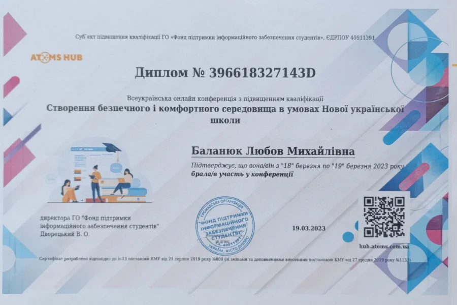 Любов Баланюк Комфортне середовище